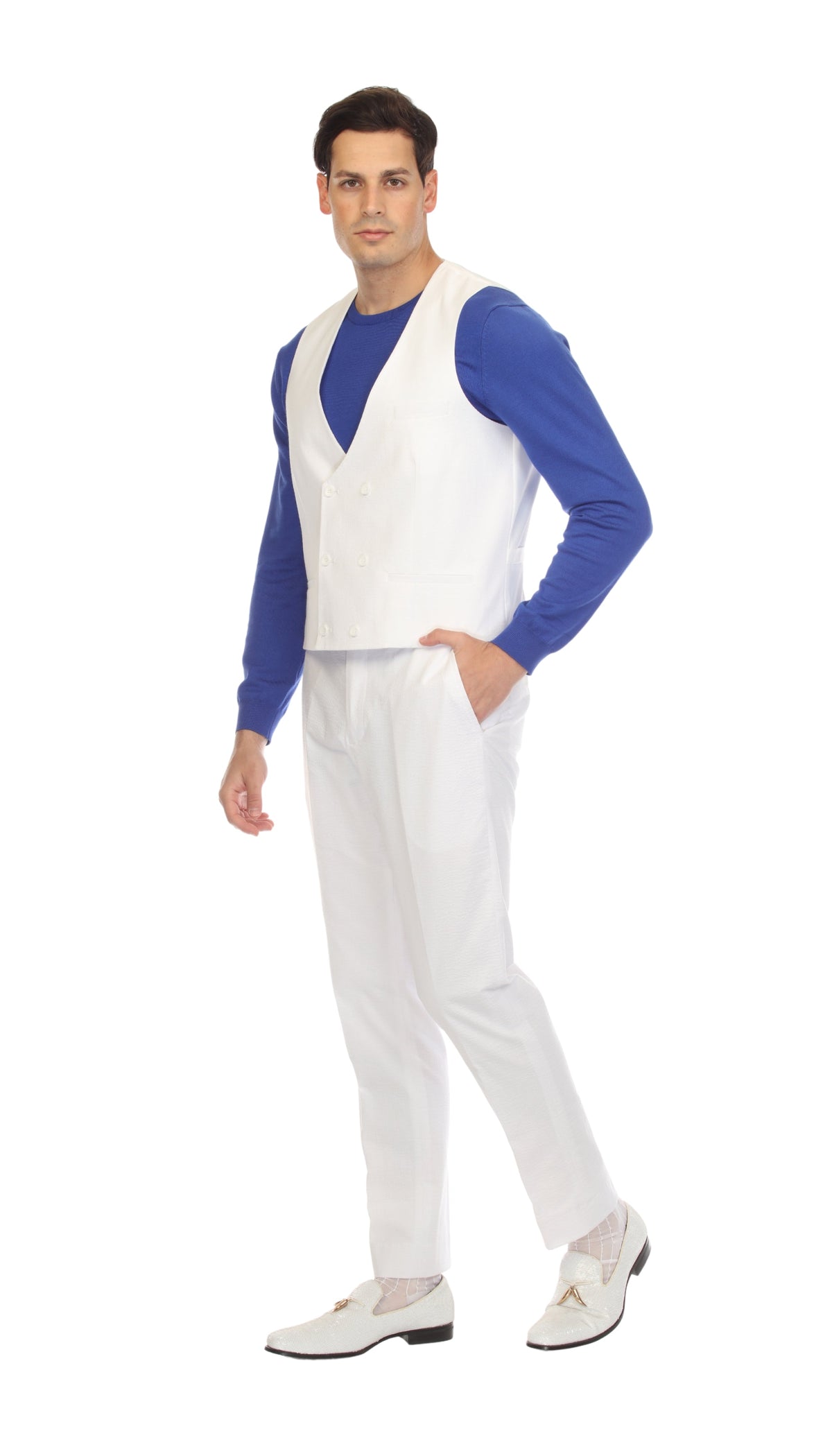 Men's White Double Breasted Seersucker Vest – Grant
