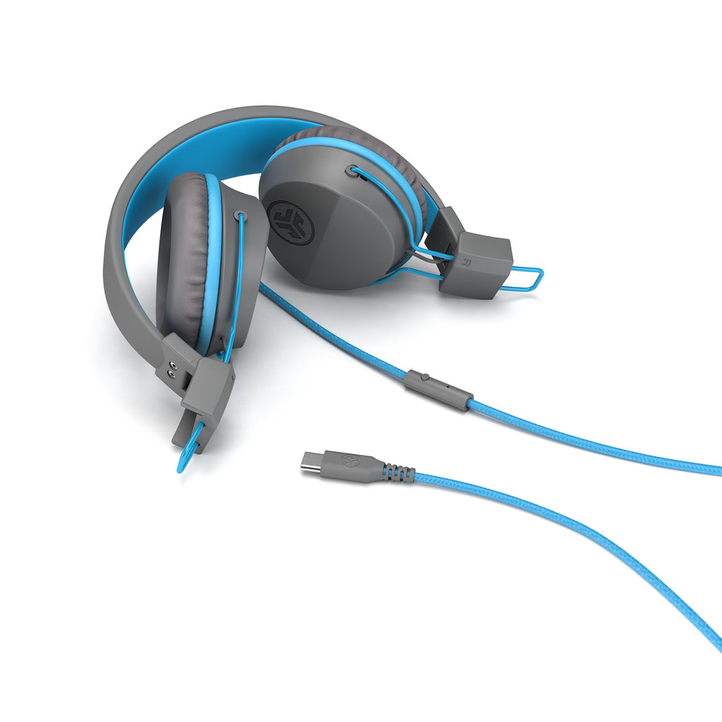 JBuddies Studio On-Ear Kids Wired Type-C Headphones Blue/Gray