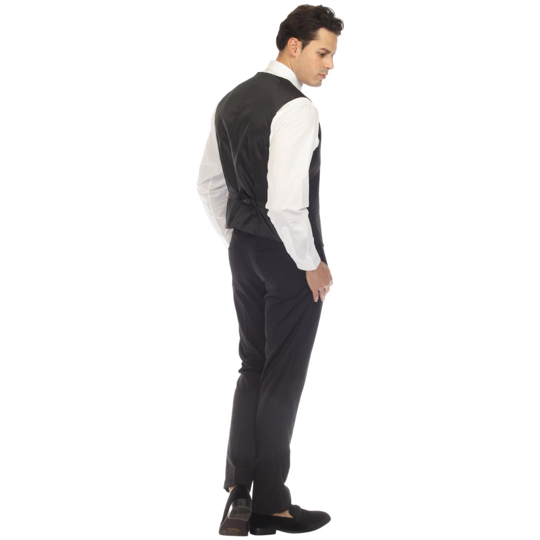 Men's Black Vest - Solo Adjustable Suit Vest & Waistcoat for Wedding, Groomsmen & Prom, Sizes 36-52 | Ferrecci