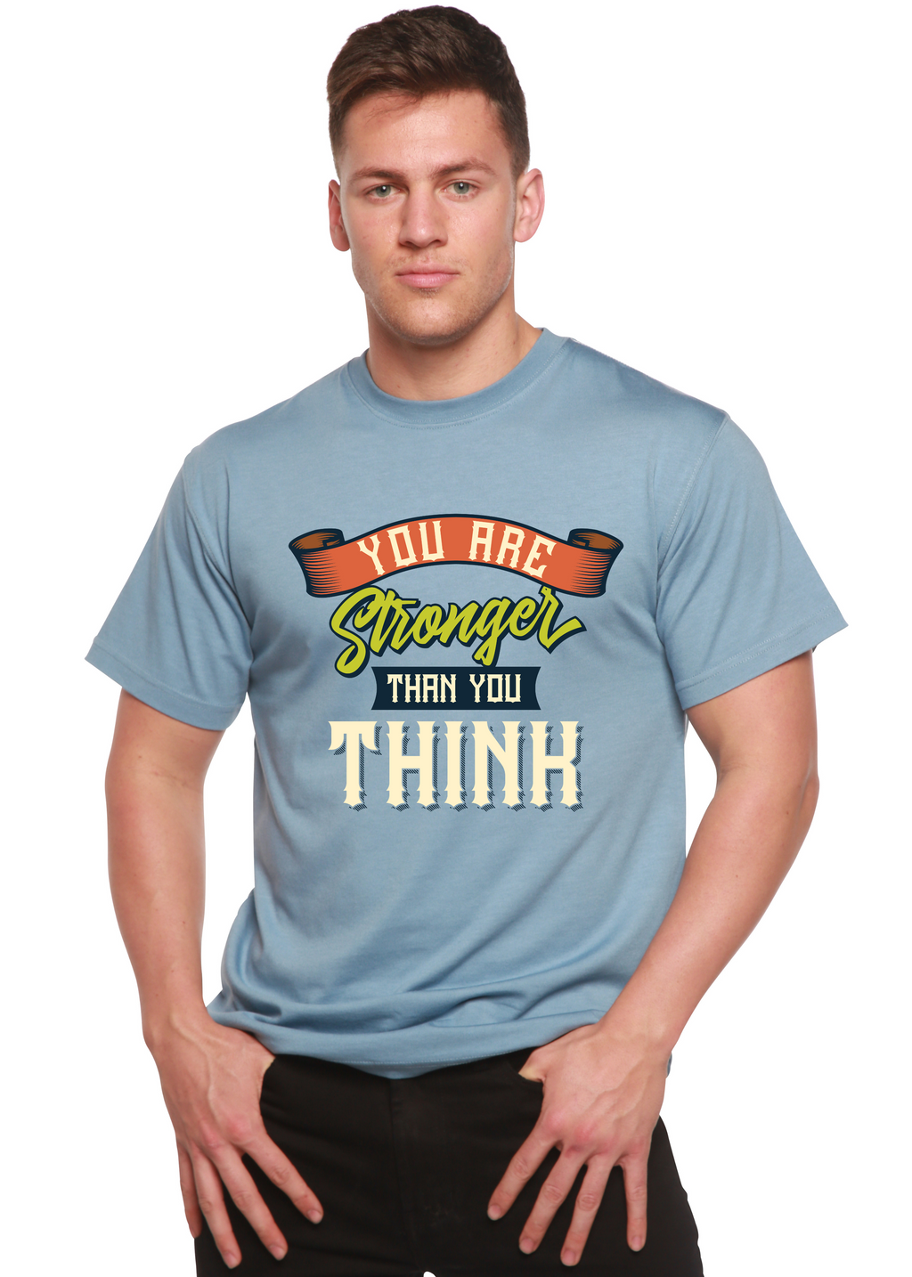 You Are Stronger Than You Think Men's Bamboo Viscose/Organic Cotton Short Sleeve Graphic T-Shirt