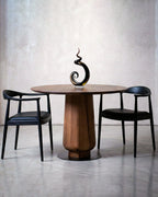Modern Round Walnut Pedestal Dining Table