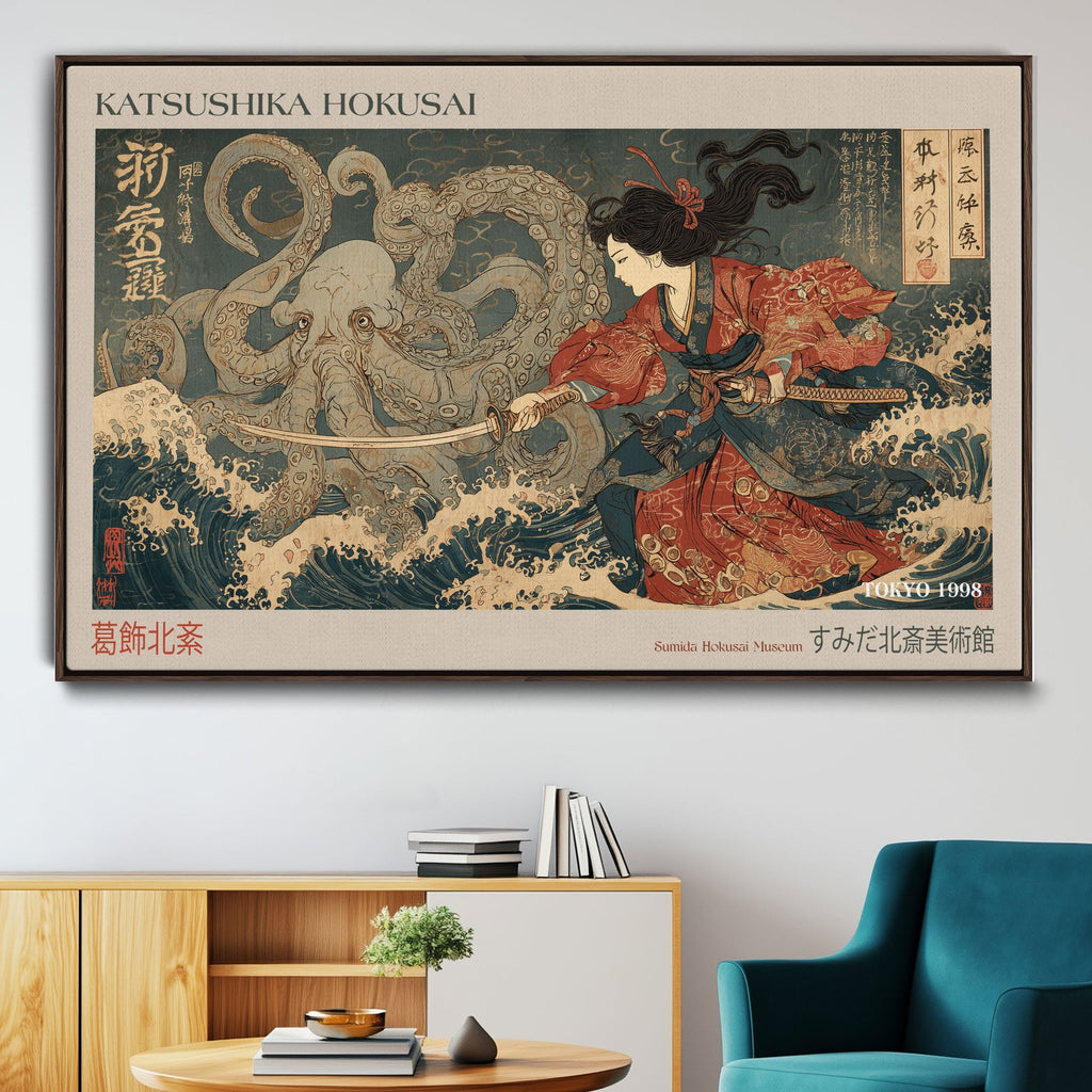 Katsushika Hokusai Wall Art Canvas Print, Octopus War Japanese Ocean Artwork