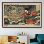 Katsushika Hokusai Wall Art Canvas Print, Octopus War Japanese Ocean Artwork