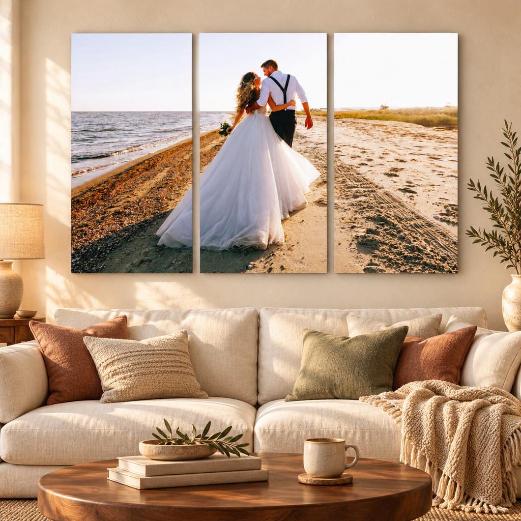 Personalized Custom Photo Wall Art Canvas Print, Unique Picture Design 3 Panel Set