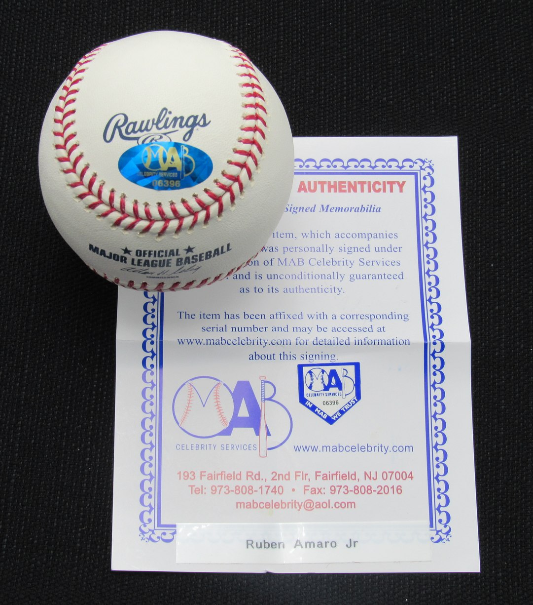 Ruben Amaro  Sr. Signed/Auto Yankees 100th OML Baseball MAB 187045