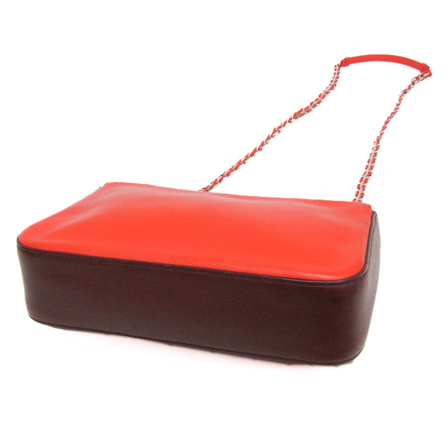 Fendi // Leather Shoulder Bag // Orange-Red + Wine // Pre-Owned