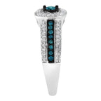 .925 Sterling Silver Treated Blue Miracle-Set Diamond Engagement Ring (1/2 Cttw, J-K Color, I1-I2 Clarity) - Size 6
