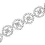 .925 Sterling Silver 1/2 Cttw Diamond Nested Circle Miracle Set Open Wheel 7.25" Fashion Link Bracelet (I-J Color, I3 Clarity)
