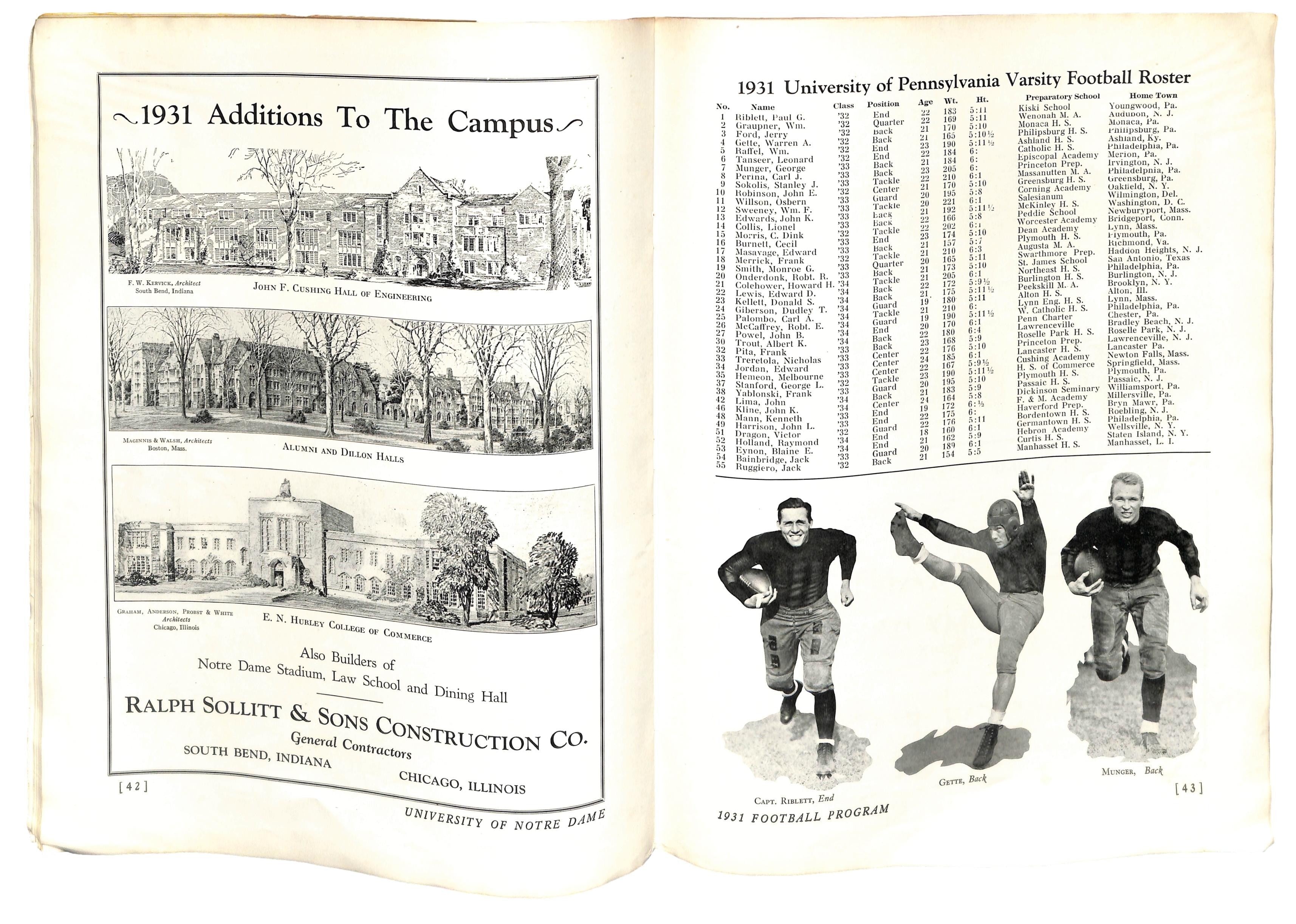 11/7/1931 Pennsylvania vs. Notre Dame Program 185777