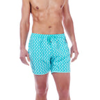 Paris Beach Fan Print Swim Trunks // Turquoise