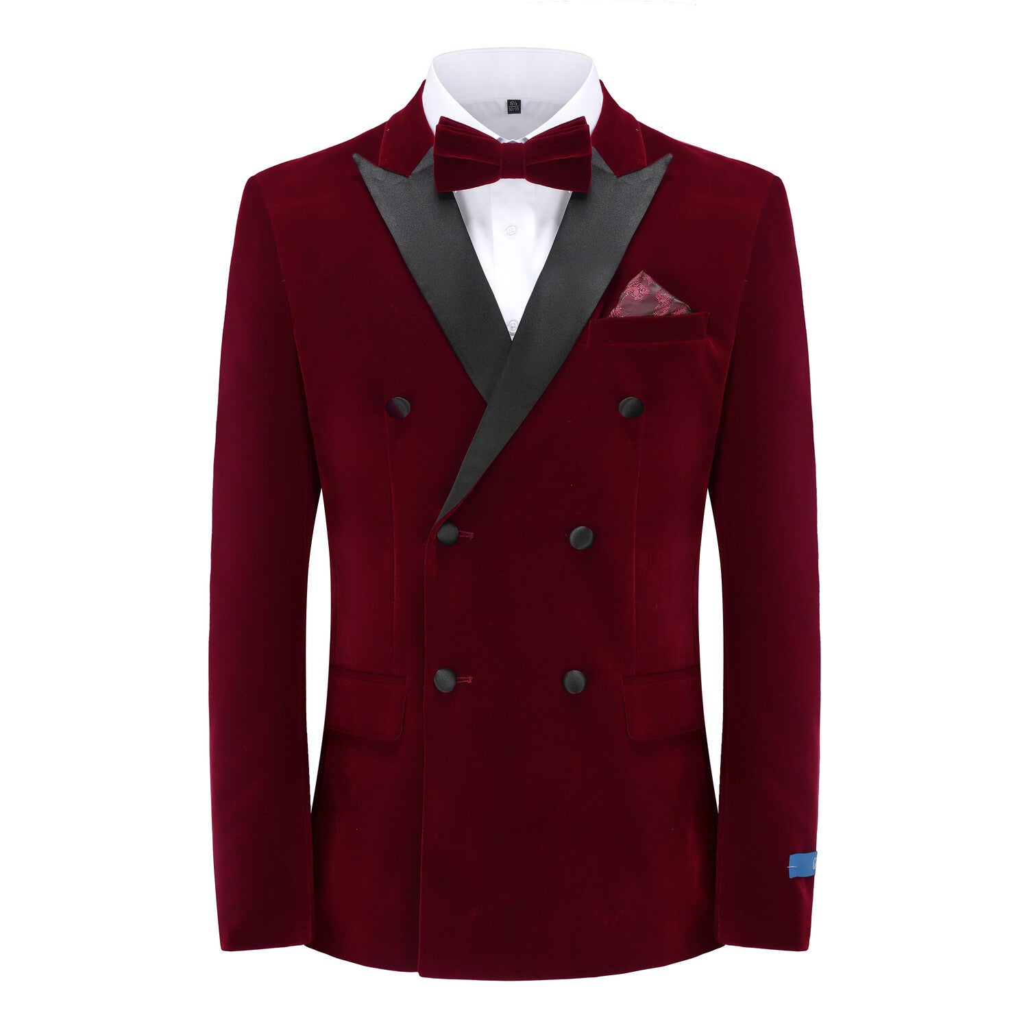 2-Piece Velvet Birdseye Lapel Double-Breasted Slim-Fit Tuxedo With Performance Stretch Pants // Burgundy