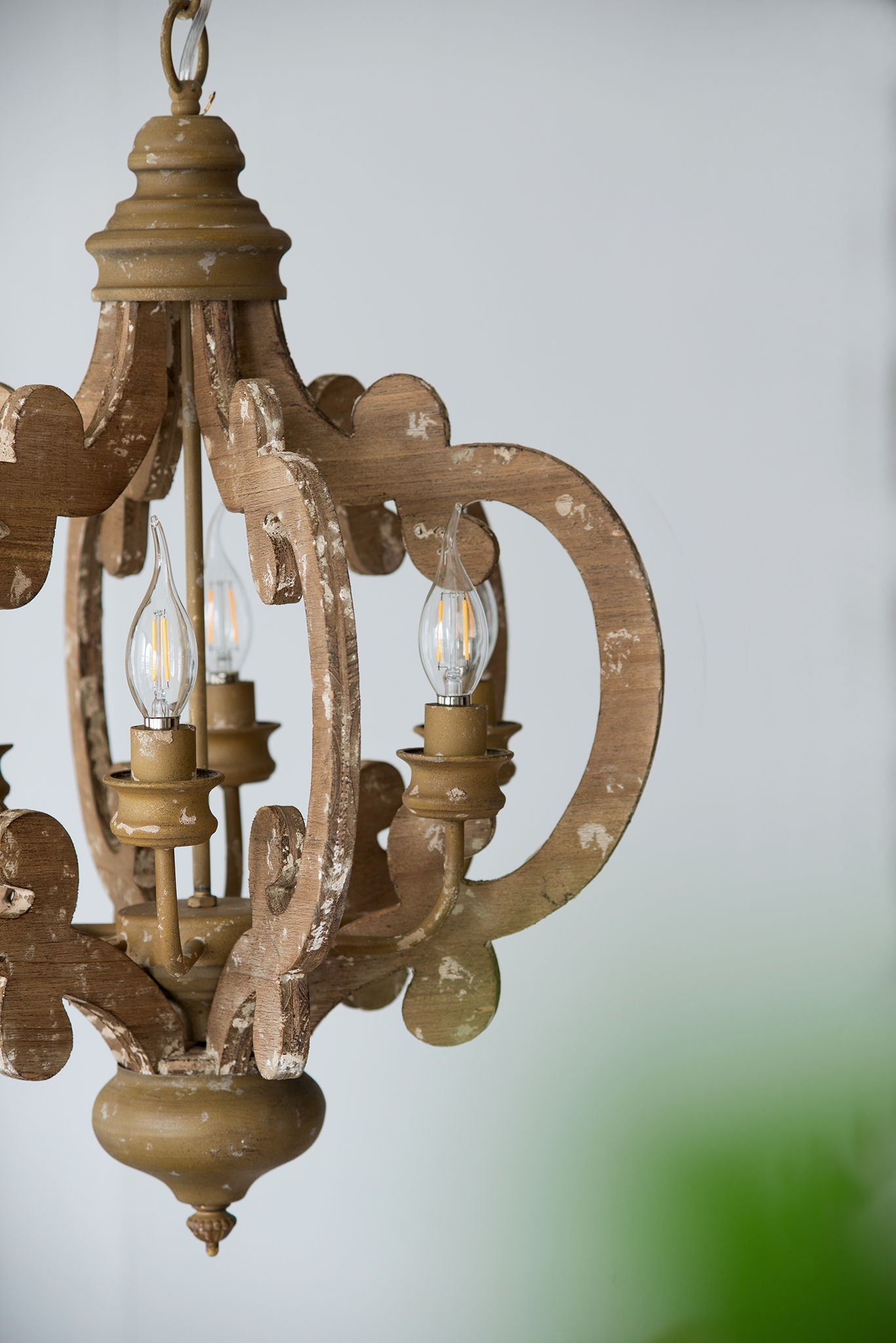 Farmhouse Chandelier, 6 Light Wood Chandelier Living Room Entryway