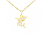 Shark Pendant Cubic Zirconia 14K Gold Filled Necklace Set