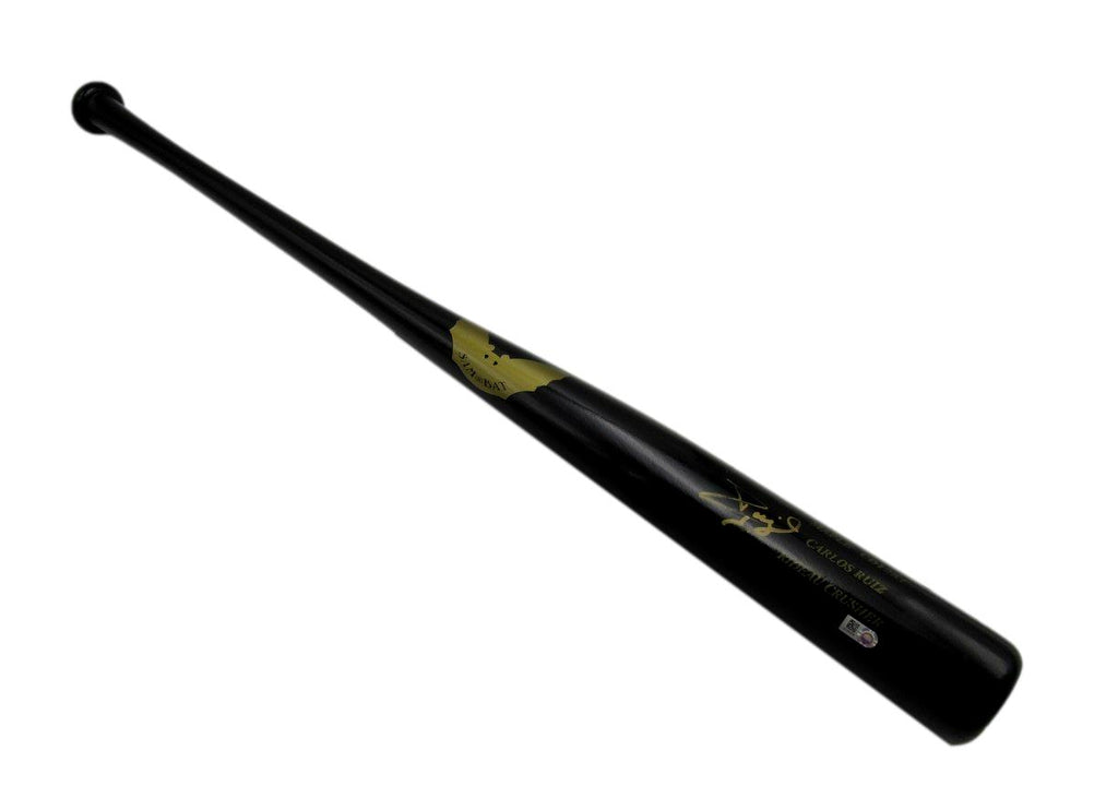 Carlos Ruiz Signed/Auto SAM BAT Game Model Black Bat Phillies MLB Holo 192243