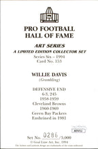 Willie Davis HOF Autographed Goal Line Art GLAC Postcard Green Bay Packers JSA