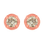 14K Yellow Gold Plated .925 Sterling Silver 1.0 Cttw Round Brilliant Cut Diamond Solitaire Milgrain Stud Earrings (K-L Color, I2-I3 Clarity)