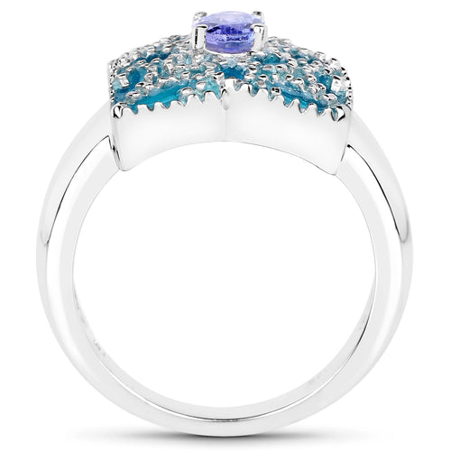 0.44 Carat Genuine Tanzanite .925 Sterling Silver Ring
