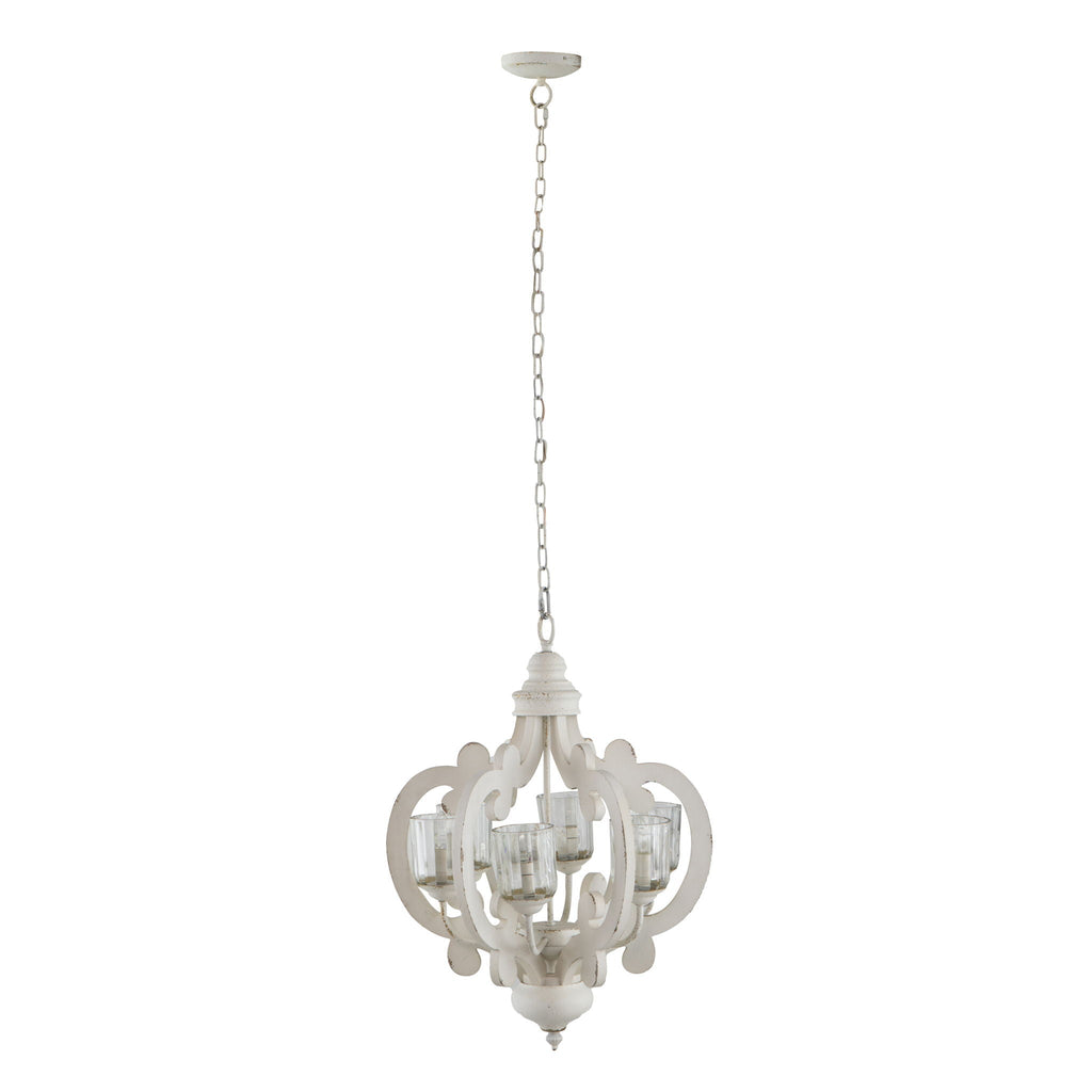 Farmhouse Chandelier, 6 Light Wood Chandelier Living Room Entryway