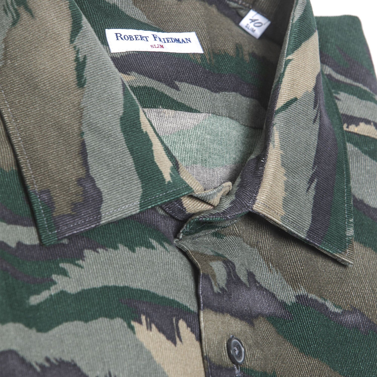 Jack Slim Medium Collar Shirt // Green Camo