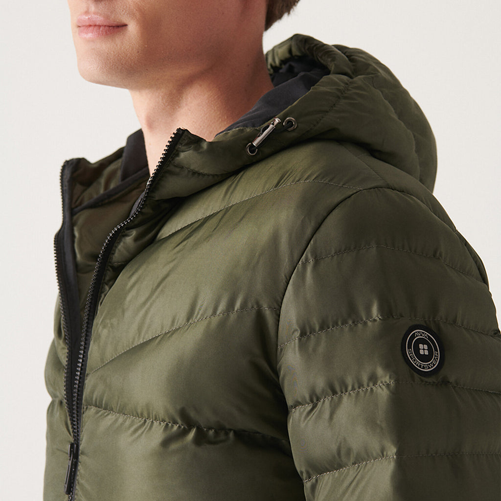 Water Repellent Windproof Quilted Coat // Olive