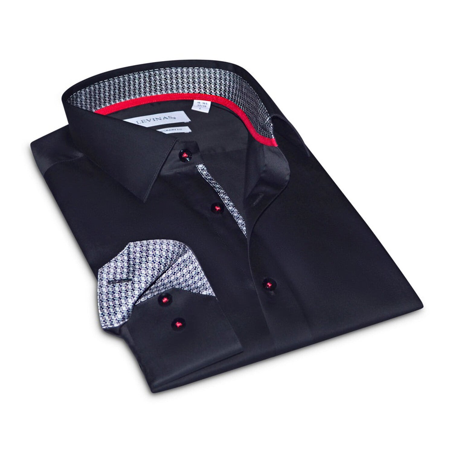 Contrast Collar & Cuff Button Up // Black + Geometric Black Trim