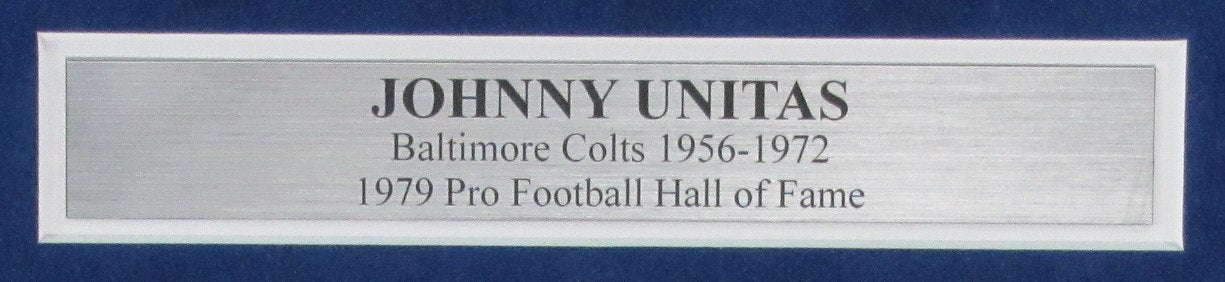Johnny Unitas HOF Signed 3x5 Index Card w/ Photo Colts Framed PSA/DNA 191614