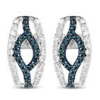 0.42 Carat Genuine Blue Diamond & White Diamond .925 Sterling Silver Earrings