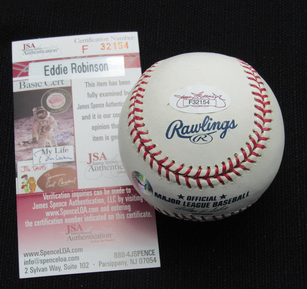 Eddie Robinson Signed/Auto Yankees 100th OML Baseball JSA Inscr  186922