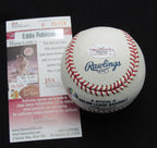 Eddie Robinson Signed/Auto Yankees 100th OML Baseball JSA Inscr  186922