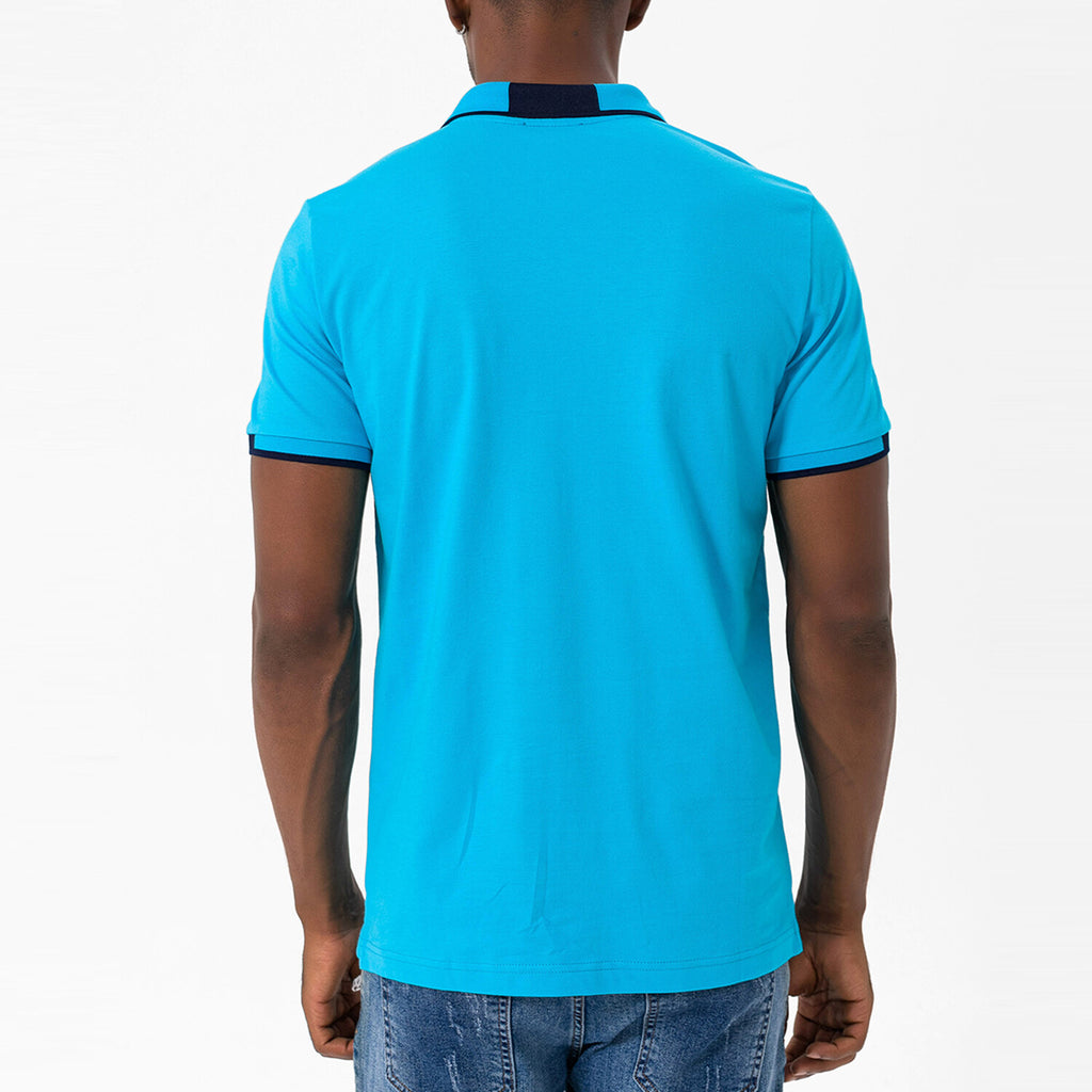Marcelo Short Sleeve Polo Shirt // Turquoise + Navy