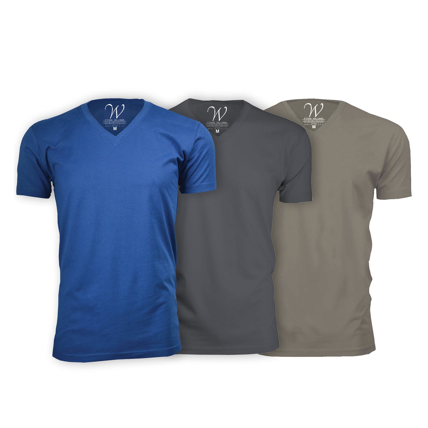 Ultra Soft Sueded V-Neck // Royal Blue + Heavy Metal + Sand // Pack of 3