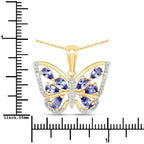 1.75 Carat Genuine Tanzanite and White Zircon .925 Sterling Silver Pendant
