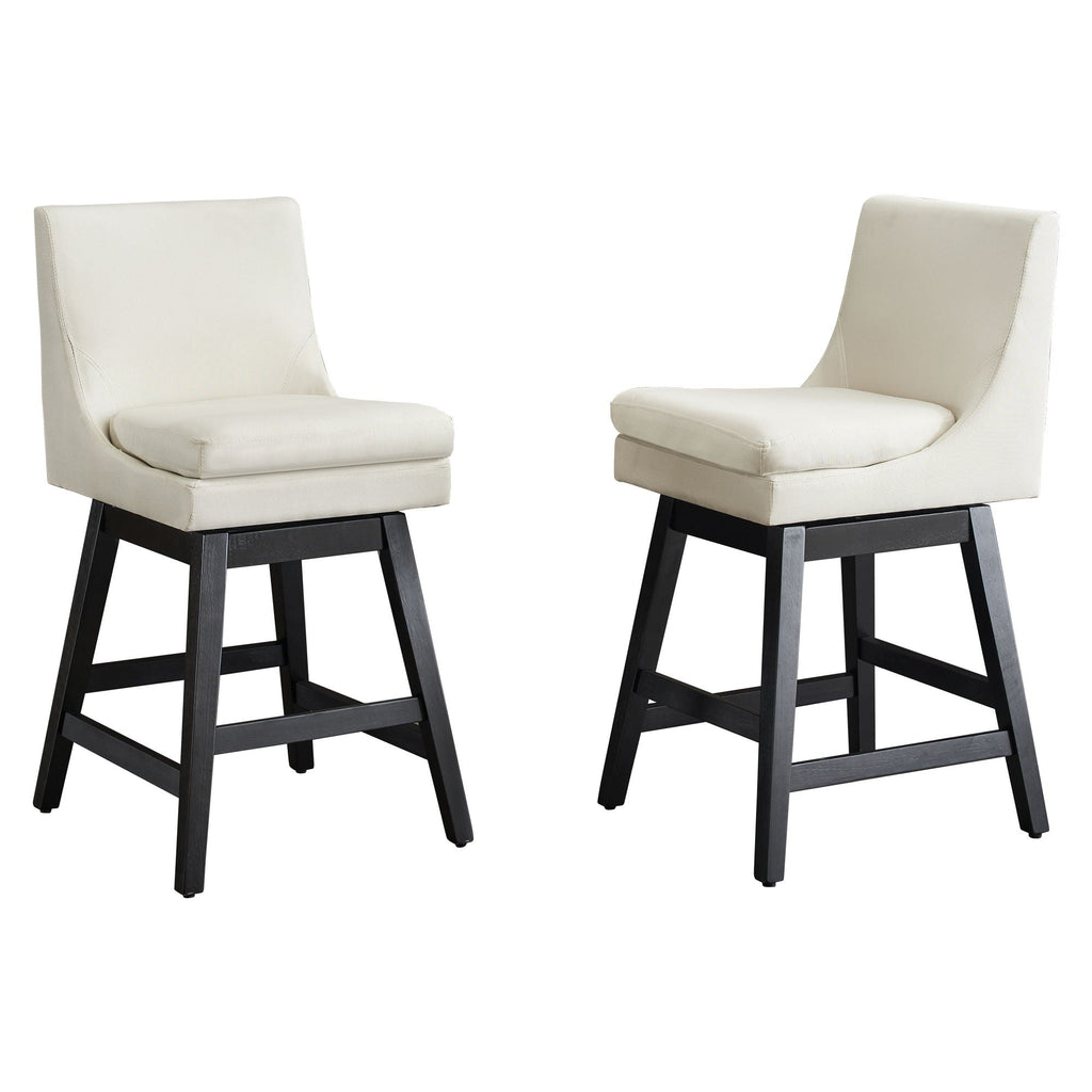 Upholstered Swivel Bar Stools With (Set of 2) - Cream White