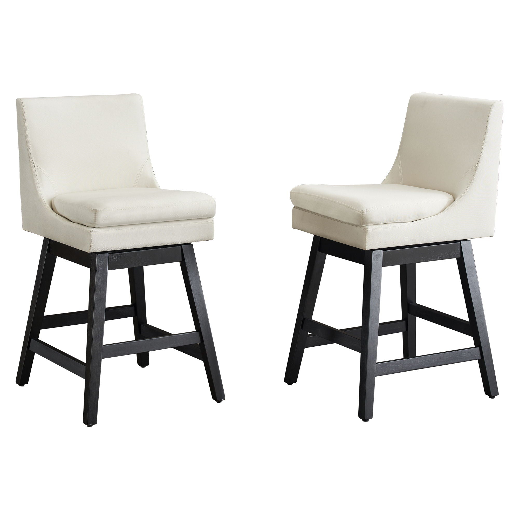 Upholstered Swivel Bar Stools With (Set of 2) - Cream White