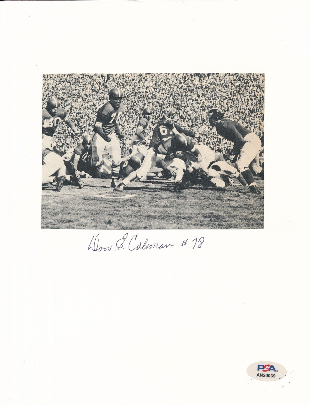 Don Coleman CHOF Signed/Auto Mounted 5x4 Magazine Photo Michigan State PSA/DNA