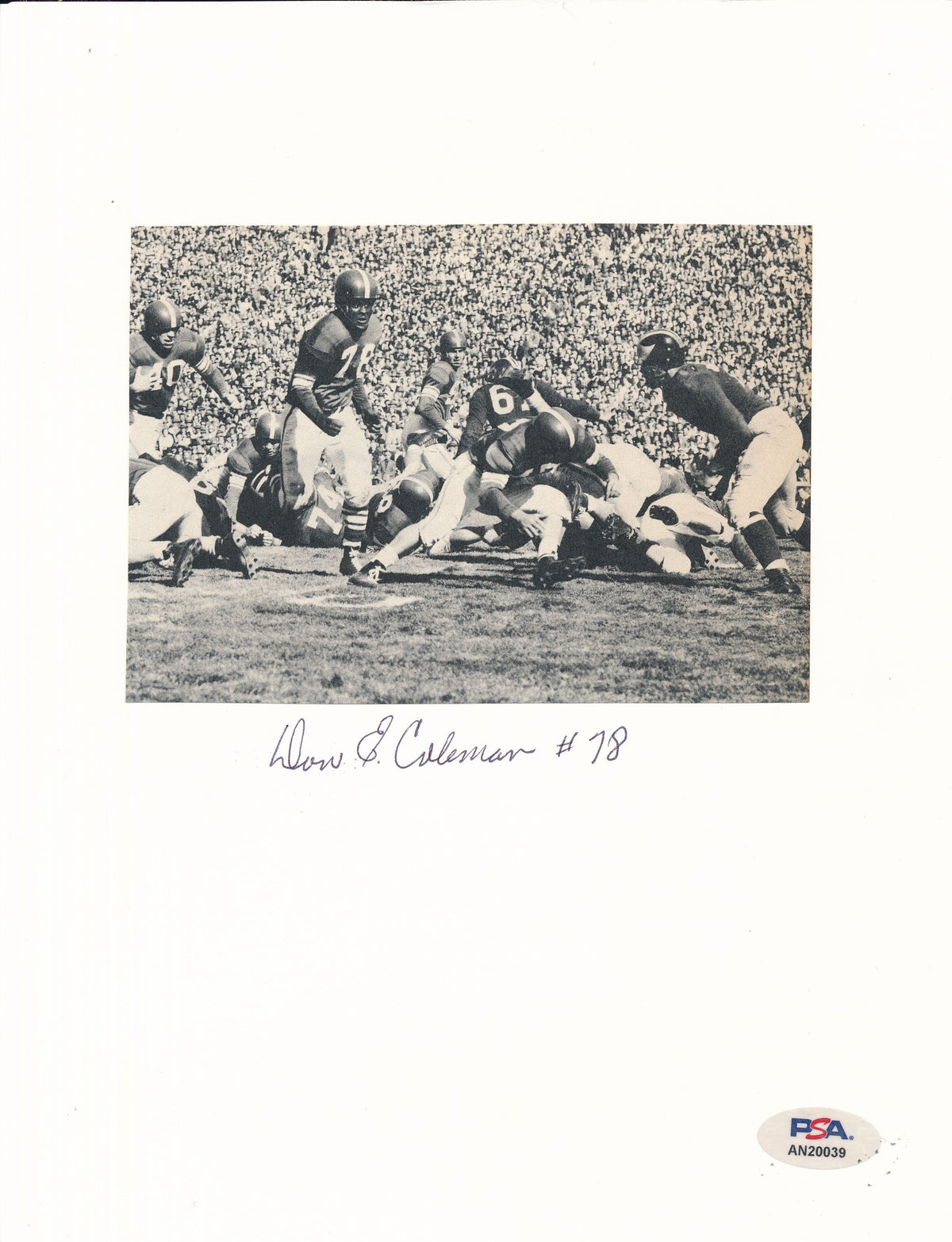 Don Coleman CHOF Signed/Auto Mounted 5x4 Magazine Photo Michigan State PSA/DNA