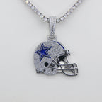 Dallas Cowboys Helmet Pendant Necklace – Sparkling Zircon Gift for Football Fans