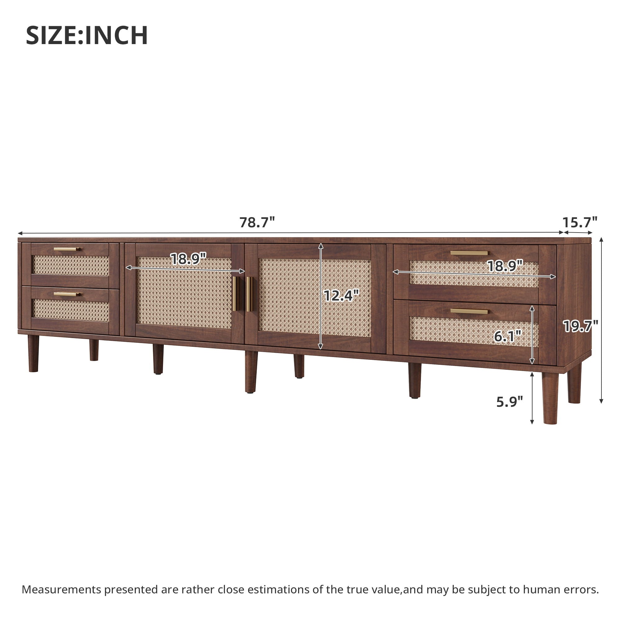 TV Stand, Media Console With 4 Drawers - Dark Brown