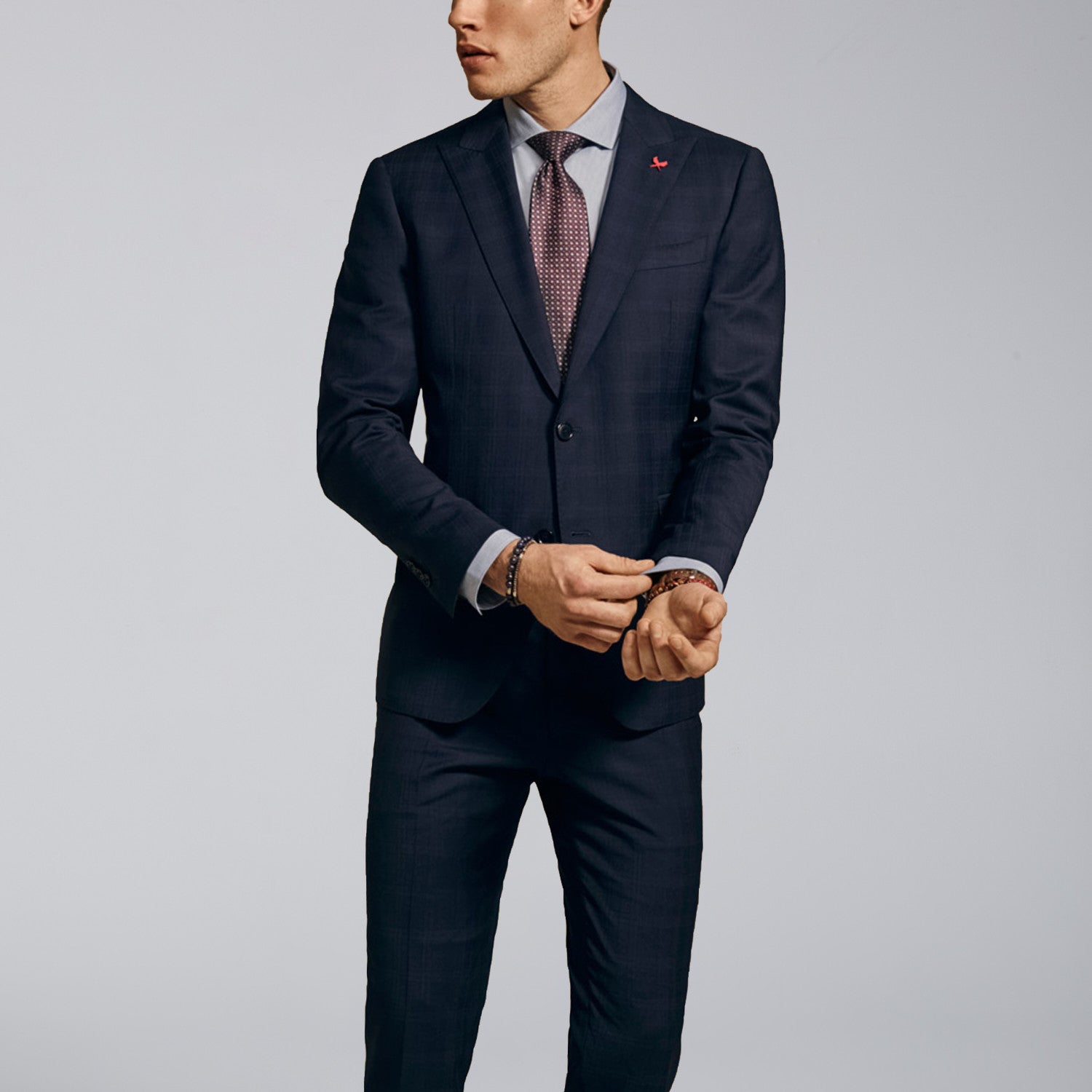 Watson Modern Fit Wool Suit // Navy Plaid