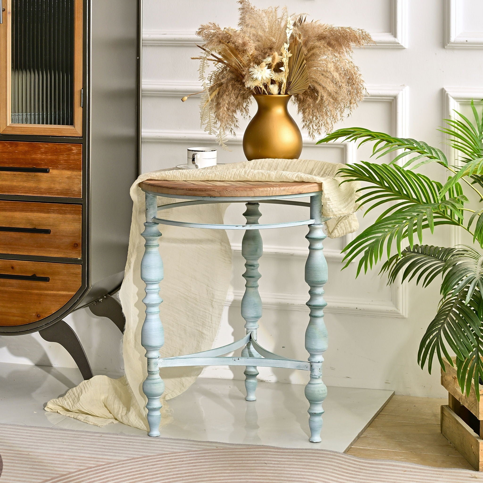 Round Top Carved Table