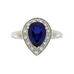 Created Sapphire Moissanite Ring Sterling Silver
