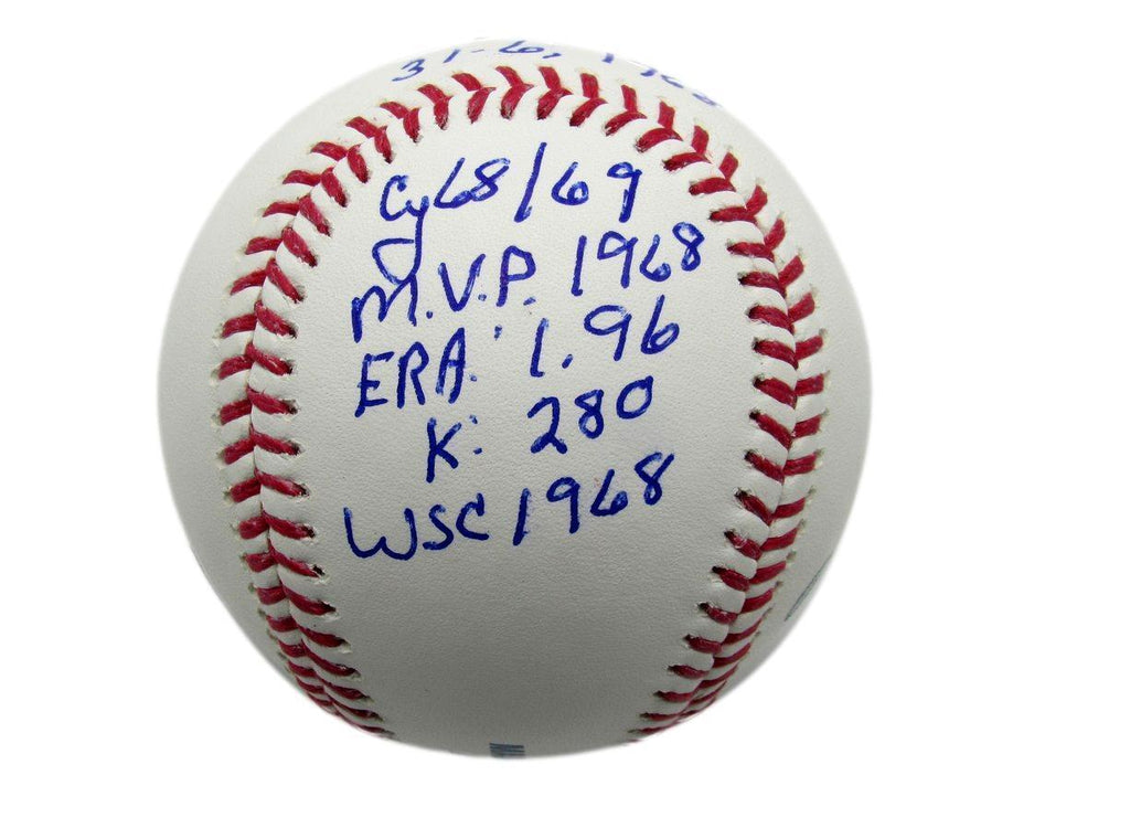 Denny McLain Autographed/Inscribed Multi Stat OML Baseball   Tigers JSA 177783