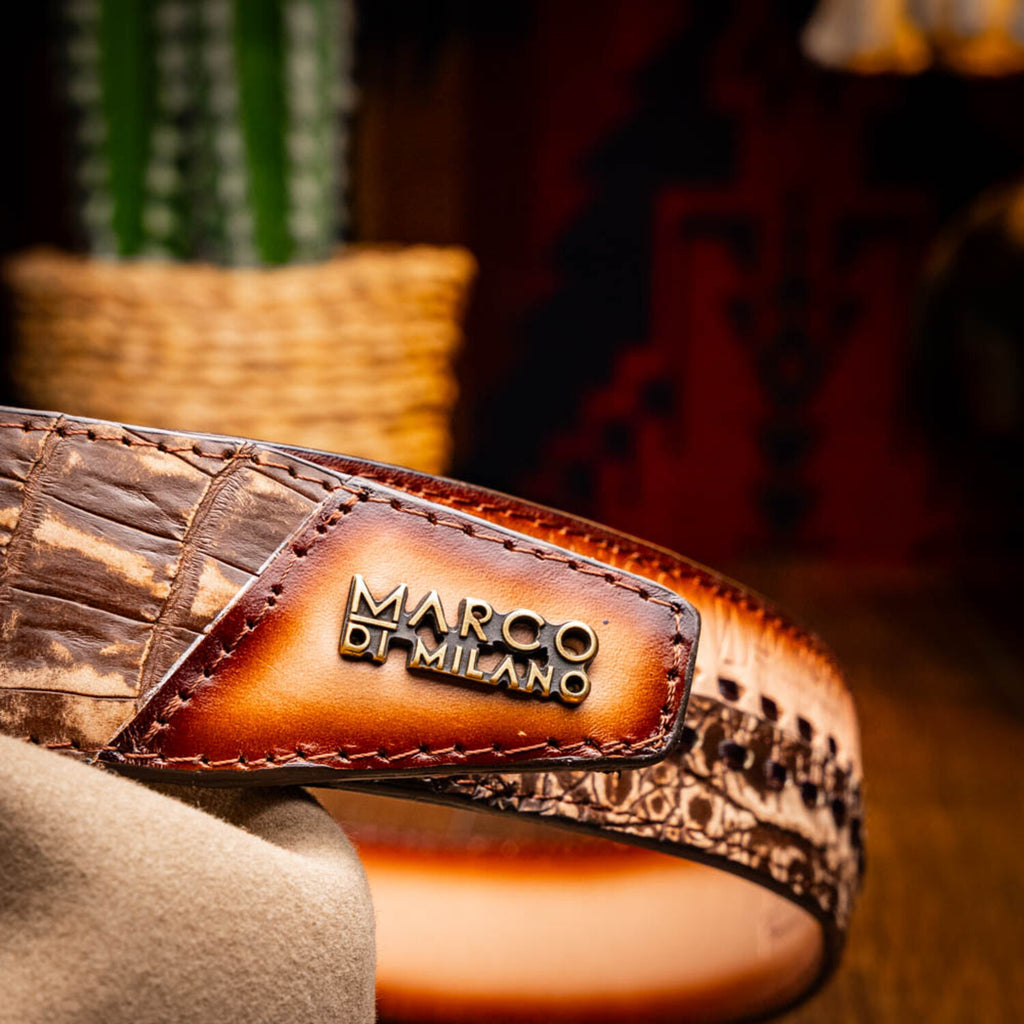 Montana // Caiman & Calf Leather Belt // Stone Brown