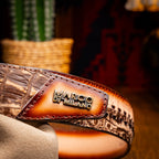 Montana // Caiman & Calf Leather Belt // Stone Brown