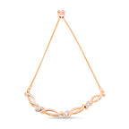 14K Rose Gold Plated .925 Sterling Silver 1/10 Cttw Diamond Alternating Swirl link Bolo Bracelet (I-J Color, I2-I3 Clarity) - 6" to 9" Adjustable