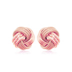 14k Rose Gold Love Knot with Ridge Texture Earrings