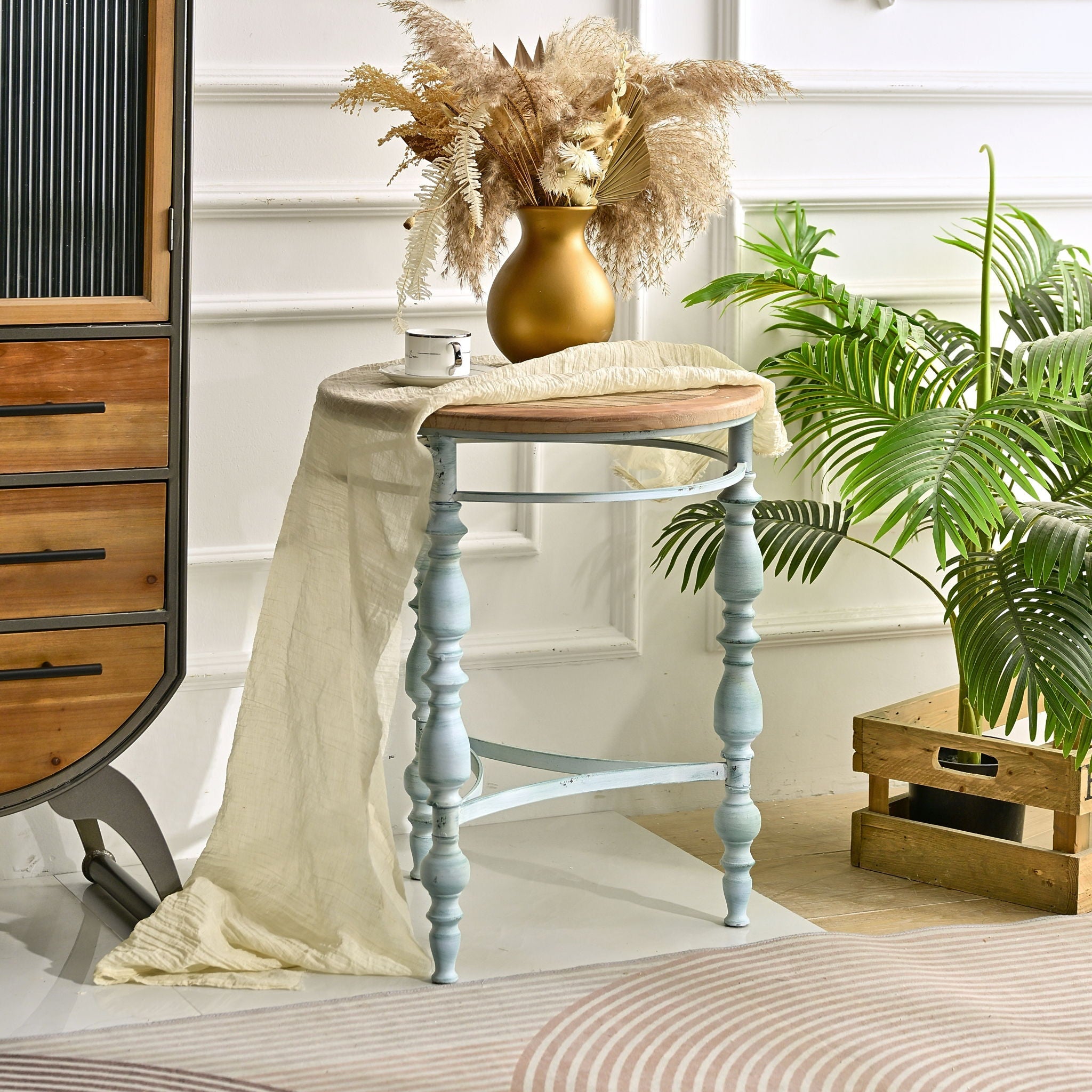 Round Top Carved Table