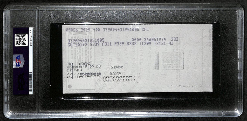 Johnny Unitas HOF Signed/Auto 2000 Bank Check Colts PSA/DNA GEM MT 10 192626