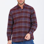 Sean Long Sleeve Checked Pocket Shirt // Burgundy