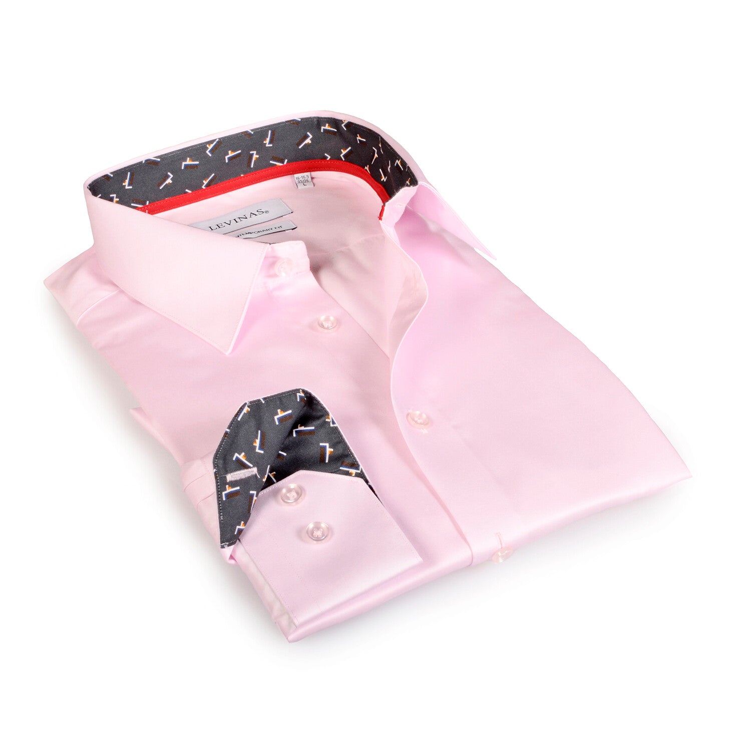 Contrast Collar & Cuff Button Up // Pink + Block Trim